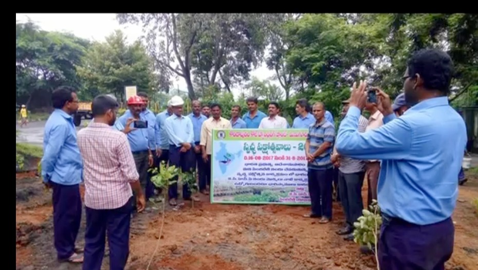 Ganji Krishna Murthy during tree plantation drive at SCCL Singareni Collieries